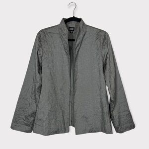 Eileen Fisher Silk Embroidered Blazer Jacket Large Corpcore Quiet Luxury Neutral